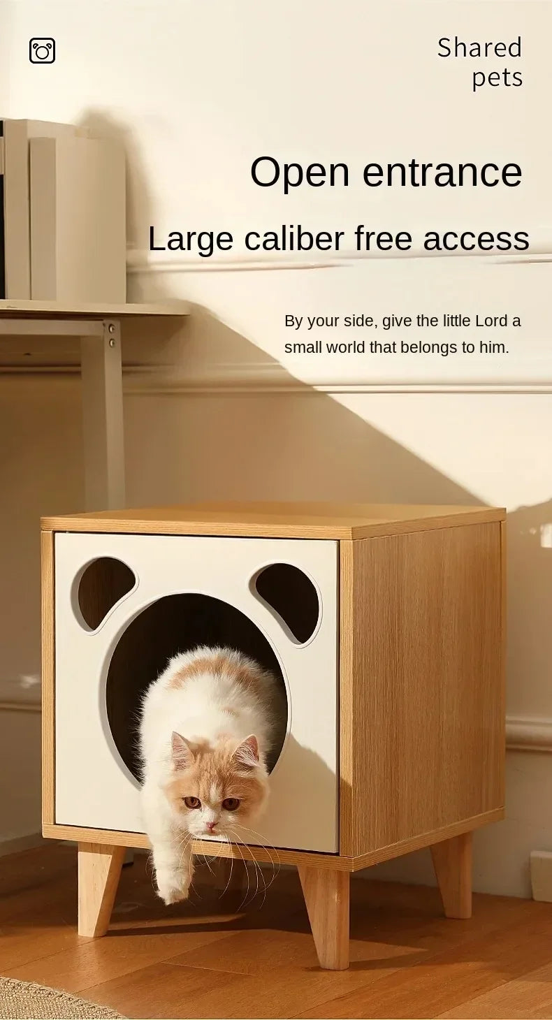 Winter Cat Nest Living Room Solid Wood Cat House People and Pets Share Furniture Room Storage Cabinet Pet Cat House