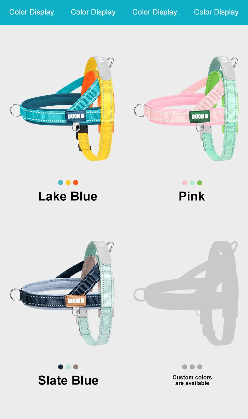Dog Harness No Pull T-Shape Breathable Spring Summer Soft Padded Reflective Daily Outdoor Step In Walking Pet Harness Hiking