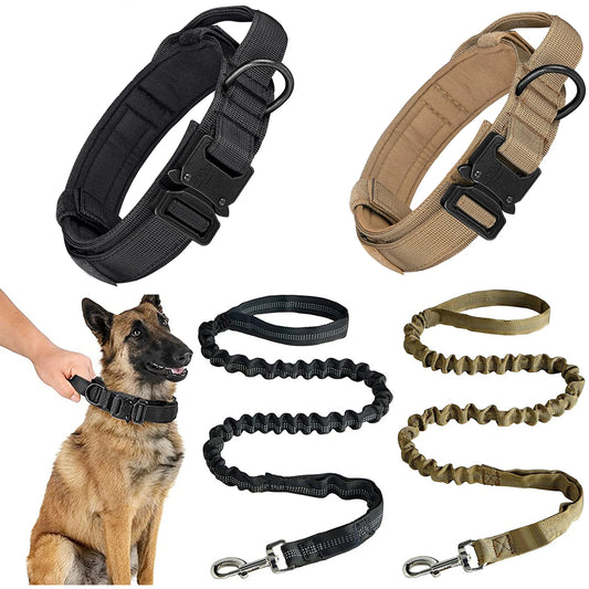 Tactical Dog Collar Leash Set Heavy-duty Military Dog Collar with Handle and Metal Buckle for Small Medium Large Dogs Necklace