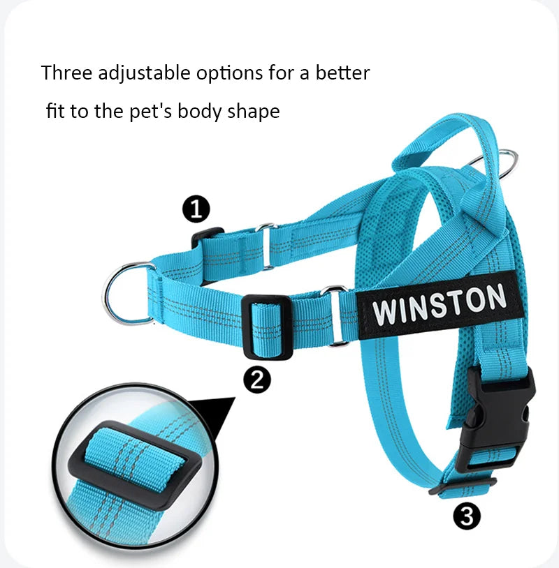 Personalized Dog Harness Reflective Adjustable Dog Harness Vest For small Medium large Dog Harness Vest Training Walking Running