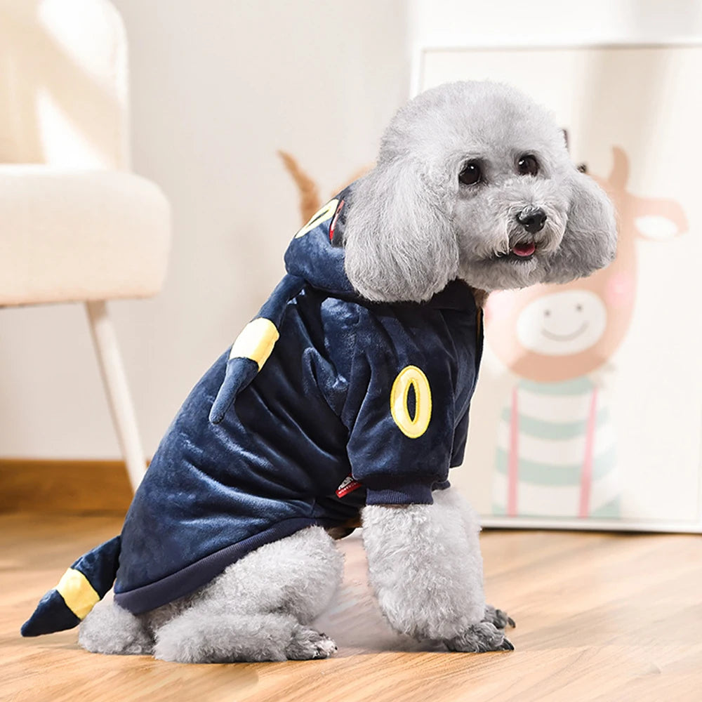 Dog Costumes Anime Eevee Cosplay Pet Clothing Kawaii Plush Insulation Coat Poodle Clothing Anime Pet Supplies Gifts