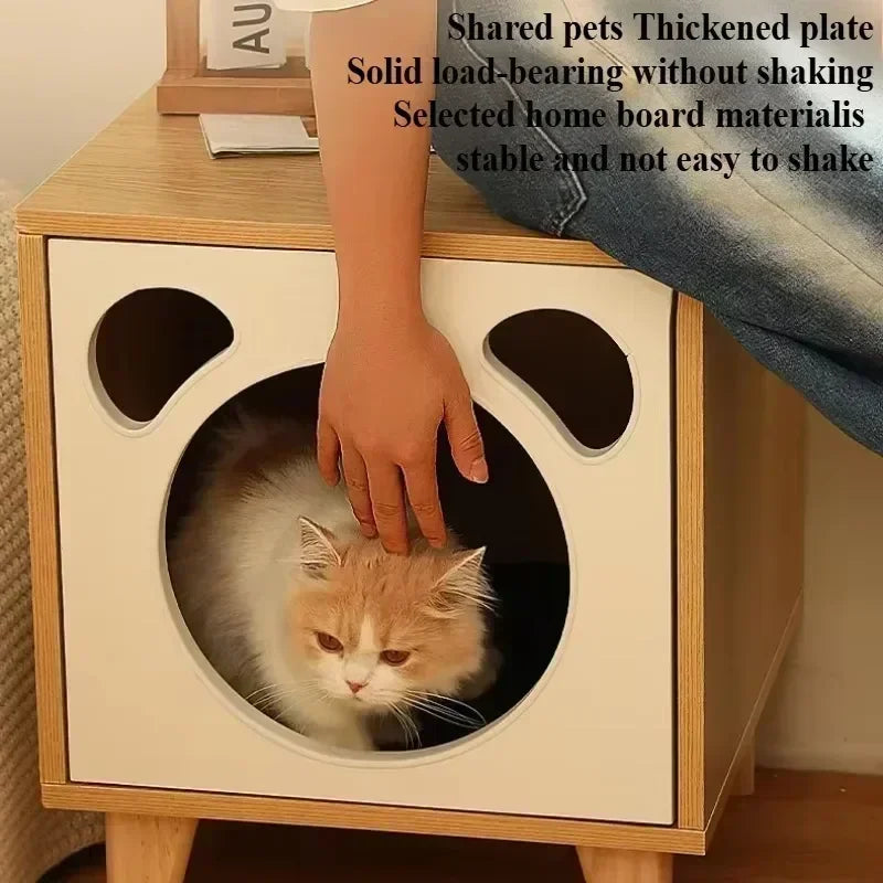 Winter Cat Nest Living Room Solid Wood Cat House People and Pets Share Furniture Room Storage Cabinet Pet Cat House