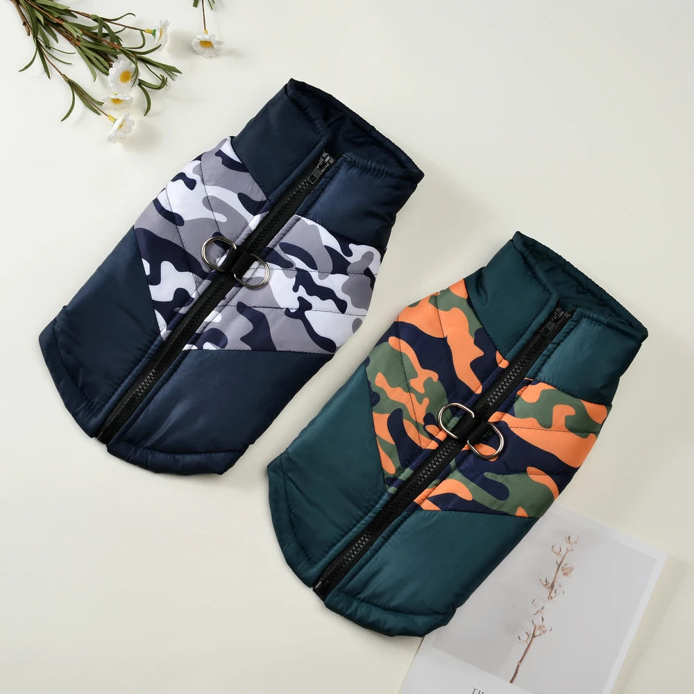 Outdoor Waterproof Dog Outfits For Small Medium Dogs Camouflage Print Warm Pet Vest For Winter Pets Coat Pug Yorkshire Jacket