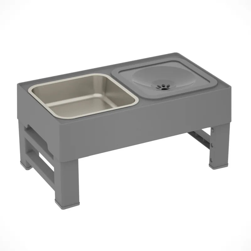 Elevated Dog Bowls 3 Adjustable Heights Raised Food water Bowl Standing for Medium Large Dogs Pet Cats Stainless steel bowl