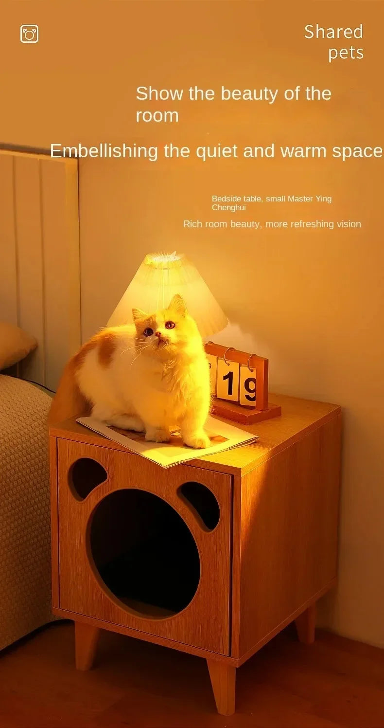 Winter Cat Nest Living Room Solid Wood Cat House People and Pets Share Furniture Room Storage Cabinet Pet Cat House