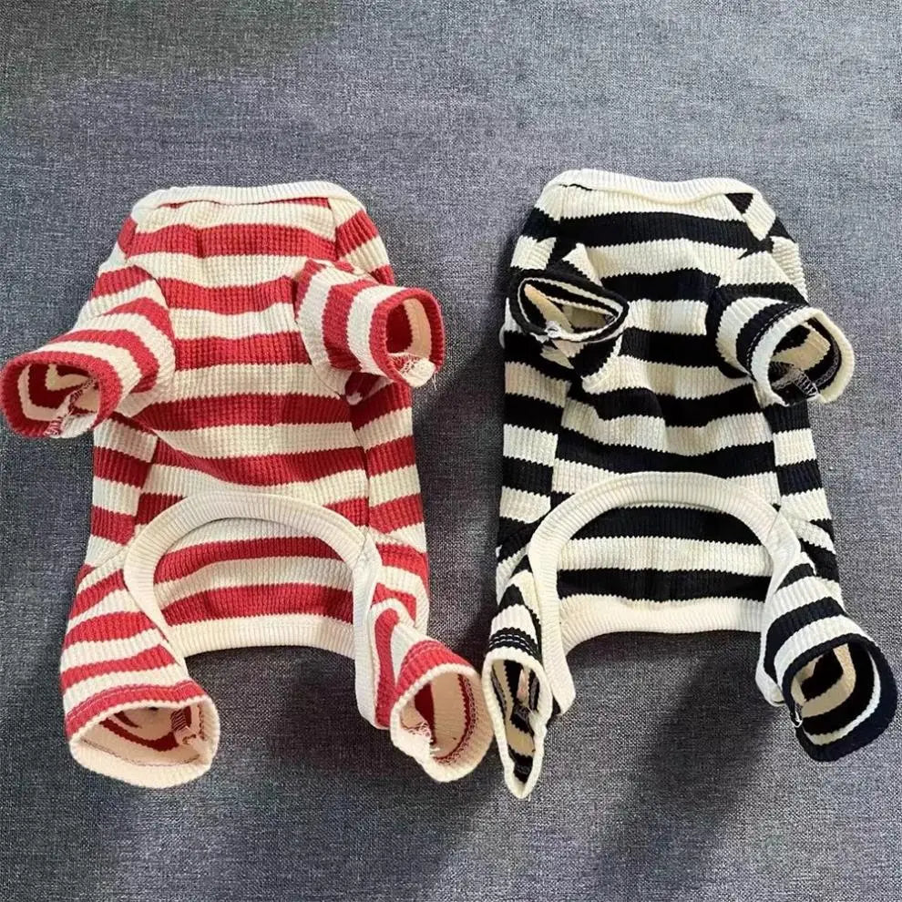 1PC  Pet Dog Clothing for Autumn and Winter, Suitable for Pulling Warm Striped Four Legged Small Puppies
