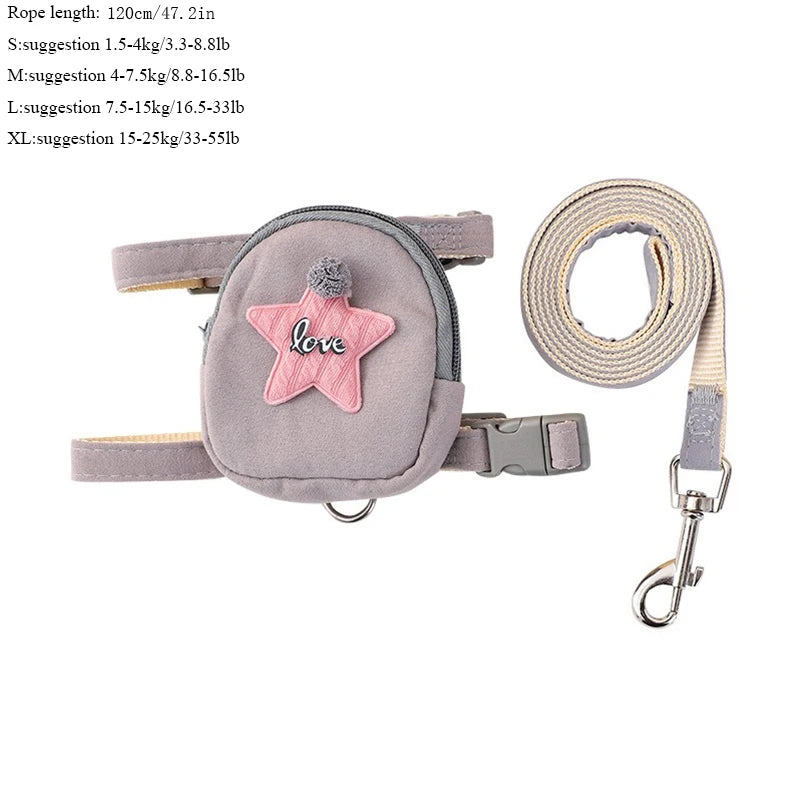 Pet chest and back cute starfish bag cat dog leash fashion backpack chest and back pet outing supplies