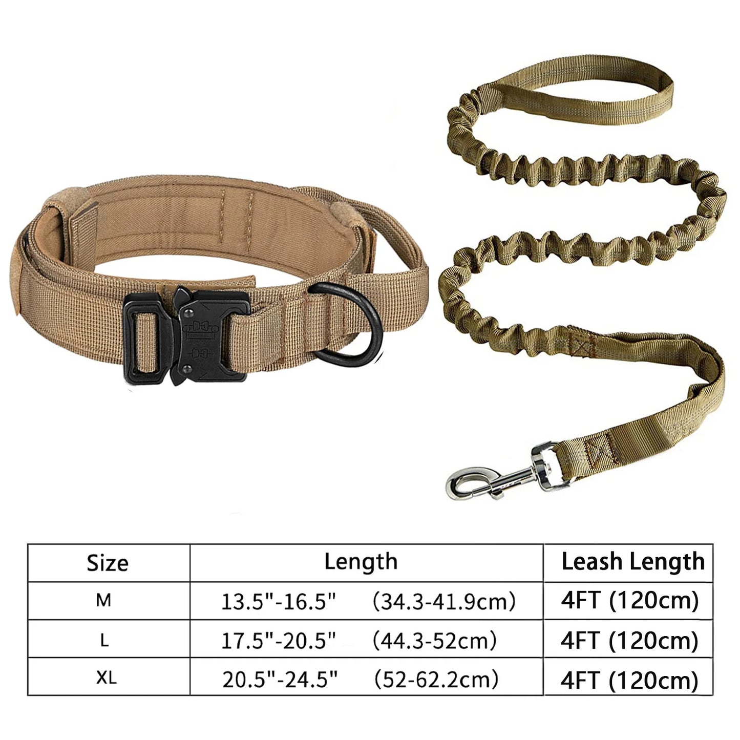 Tactical Dog Collar Leash Set Heavy-duty Military Dog Collar with Handle and Metal Buckle for Small Medium Large Dogs Necklace