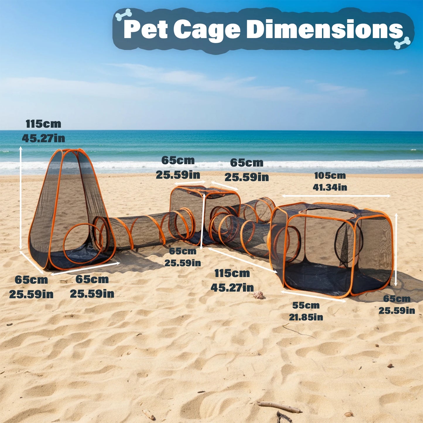 Large Portable Folding Pet Tent Play Area Set with Tunnel for Cats And Dogs Outdoor Foldable Pet House with Carry Bag