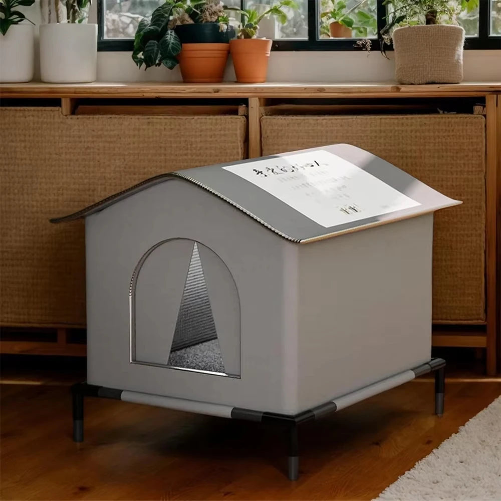 Stray Cat Houses with Mat Waterproof Winter Warm Foldable Washable Pet Cave Sleeping Beds for Outdoor Cats Small Dogs Puppies