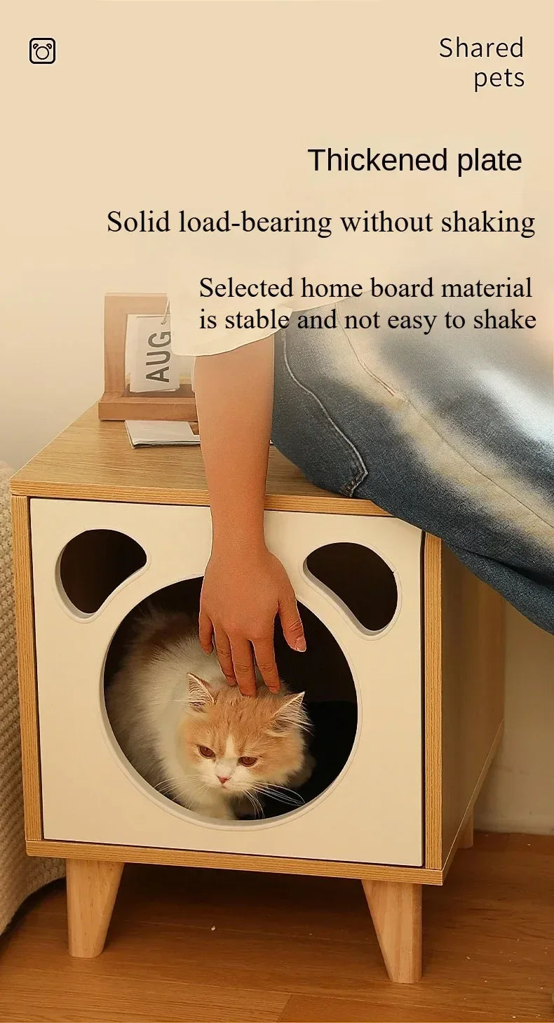 Winter Cat Nest Living Room Solid Wood Cat House People and Pets Share Furniture Room Storage Cabinet Pet Cat House