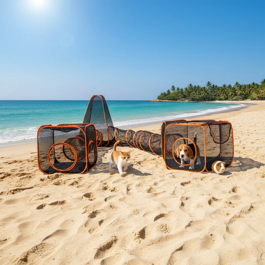 Large Portable Folding Pet Tent Play Area Set with Tunnel for Cats And Dogs Outdoor Foldable Pet House with Carry Bag