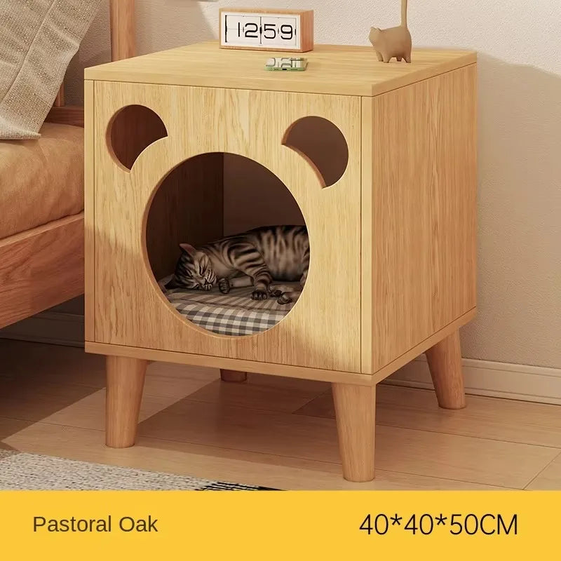 Winter Cat Nest Living Room Solid Wood Cat House People and Pets Share Furniture Room Storage Cabinet Pet Cat House