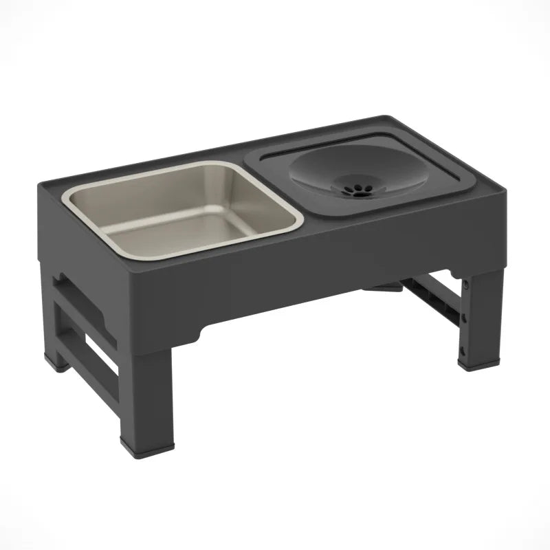 Elevated Dog Bowls 3 Adjustable Heights Raised Food water Bowl Standing for Medium Large Dogs Pet Cats Stainless steel bowl