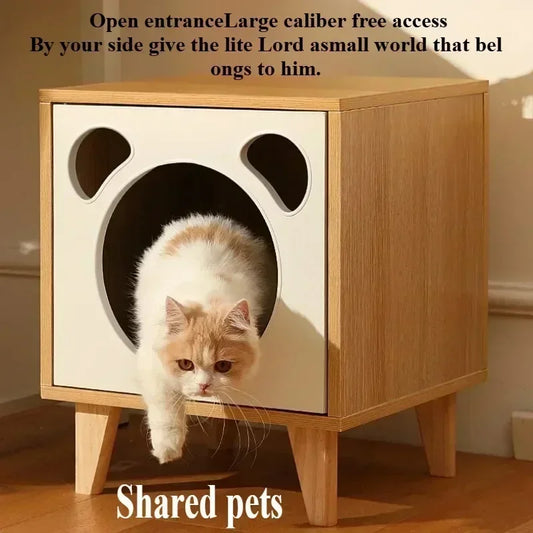 Winter Cat Nest Living Room Solid Wood Cat House People and Pets Share Furniture Room Storage Cabinet Pet Cat House