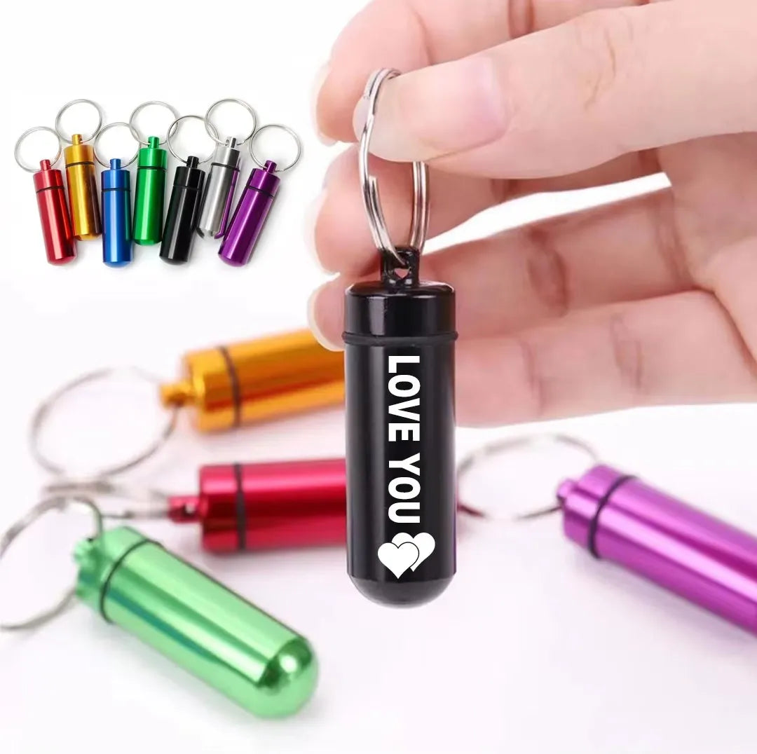 100PCS 50PCS 20PCS Pet Supplies Custom Travel Pill Box Cat Dog Collar Accessories Keychain Small Gift Pet Laser Name Text Logo